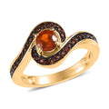 Tangerine Kyanite and Coffee Zircon Ring in Vermeil Yellow Gold Over Sterling Silver (Size 10.0) 1.00 ctw (Del. in 5-7 Days) - Sticky add to cart bar