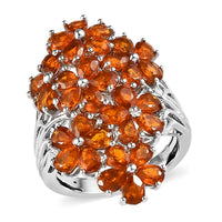 Premium Tanzania Tangerine Kyanite Floral Ring in Platinum Over Sterling Silver (Size 10.0) (Del. in 7-10 Days) 7.85 ctw
