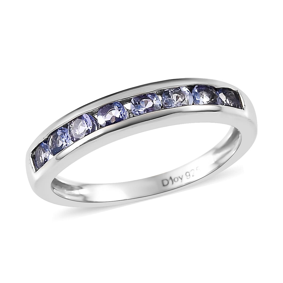 Tanzanite Half Eternity Ring in Platinum Over Sterling Silver 0.60 ctw