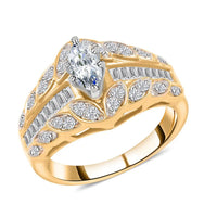 The Royal Navette 10K Yellow Gold White Diamond (G-H, I2) Ring (Size 7.0) (5.40 g) 1.00 ctw