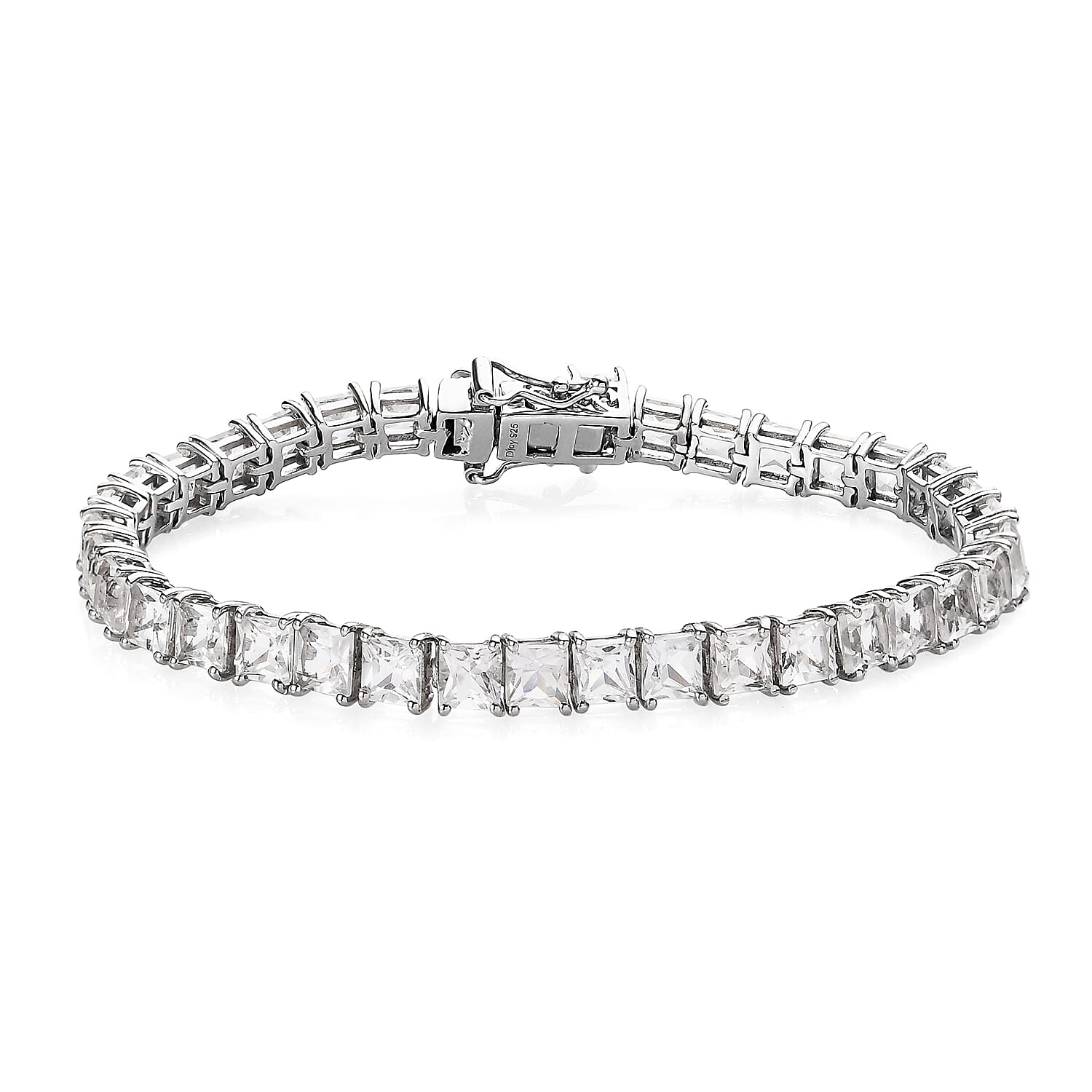 Princess Cut White Topaz Tennis Bracelet in Platinum Over Sterling Silver (6.50 In) 16.00 ctw (Del. in 5-7 Days)