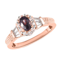 Tanzanian Lavender Spinel and White Topaz Halo Ring in Vermeil Rose Gold Over Sterling Silver 1.15 ctw