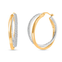 Diamond Earrings, Diamond Hoop Earrings, Twisted Hoop Earrings, Dual Tone Earrings, Vermeil YG Over Sterling Silver Earrings 0.50 ctw