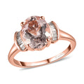 Pink Morganite and Diamond Ring in Vermeil Rose Gold Over Sterling Silver 2.20 ctw (Del. in 5-7 Days) - Sticky add to cart bar