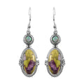 Artisan Crafted Tasmanian Stichtite and Ethiopian Welo Opal Earrings in Sterling Silver 9.50 ctw - Sticky add to cart bar