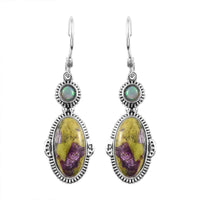 Artisan Crafted Tasmanian Stichtite and Ethiopian Welo Opal Earrings in Sterling Silver 9.50 ctw