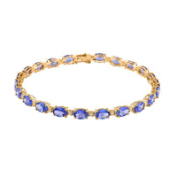 Luxoro 14K Yellow Gold AAA Tanzanite and I3 Natural Yellow Diamond Bracelet (7.25 In) 10.35 ctw