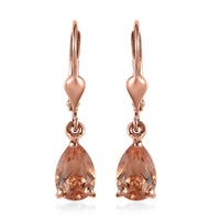 Morganique Quartz (Triplet) Lever Back Earrings in Vermeil Rose Gold Over Sterling Silver 3.10 ctw