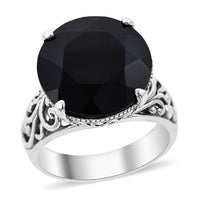 Bali Legacy Thai Black Spinel Floral Heart Ring in Sterling Silver (Size 10.0) 11.00 ctw