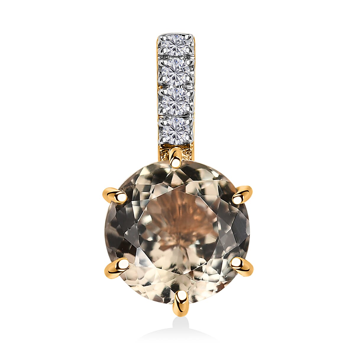 Iliana 18K Yellow Gold 120 Facet AAA Turkizite and G-H SI Diamond Pendant 2.40 ctw