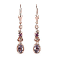 Tanzanian Lavender Spinel and Orissa Rhodolite Garnet Dangling Earrings in Vermeil Rose Gold Over Sterling Silver 1.35 ctw