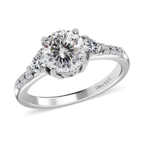 120 Facets Moissanite Ring in Platinum Over Sterling Silver 1.50 ctw