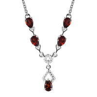 Mozambique Garnet Necklace 18 Inches in Sterling Silver and Stainless Steel 2.35 ctw