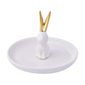 White Body with Gold Ear Bunny Design Ceramic Jewelry Holder (5.11"x5.11"x3.15") - Sticky add to cart bar