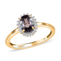 Luxoro 10K Yellow Gold Premium Tanzanian Lavender Spinel and Diamond Sunburst Ring (Size 10.0) 1.00 ctw - Sticky add to cart bar