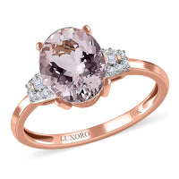 One Time Only Luxoro 10K Rose Gold Premium Pink Morganite, Diamond (G-H, I3) Ring (Size 10.0) 2.35 ctw