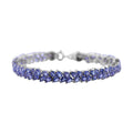 Multi Sapphire and Thai Black Spinel Snake Double-Row Bracelet in Platinum Over Sterling Silver (6.50 In) 15.85 ctw - Sticky add to cart bar