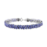 Multi Sapphire and Thai Black Spinel Snake Double-Row Bracelet in Platinum Over Sterling Silver (6.50 In) 15.85 ctw