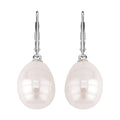 Shell Pearl Lever Back Earrings in Rhodium Over Sterling Silver - Sticky add to cart bar