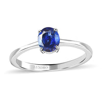 Luxoro 10K White Gold AAA Ceylon Blue Sapphire Solitaire Ring 0.75 ctw
