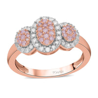 Natural Pink and White Diamond I3 Ring in Vermeil Rose Gold Over Sterling Silver 0.50 ctw