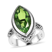 Artisan Crafted Chartreuse Quartz (Triplet) Solitaire Ring in Sterling Silver 9.00 ctw