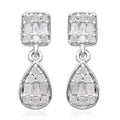 Diamond Dangle Earrings in Platinum Over Sterling Silver 0.25 ctw - Sticky add to cart bar