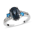 London Blue Topaz and Multi Gemstone Ring in Platinum Over Sterling Silver 2.65 ctw (Del. in 7-10 Days) - Sticky add to cart bar