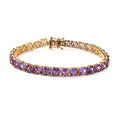 Asscher Cut Lab Grown Color Change Sapphire Tennis Bracelet in Vermeil Yellow Gold Over Sterling Silver (6.50 In) 25.25 ctw - Sticky add to cart bar