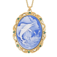 Cameo and Simulated Diamond Necklace 20-22 Inches in Goldtone 8.50 ctw