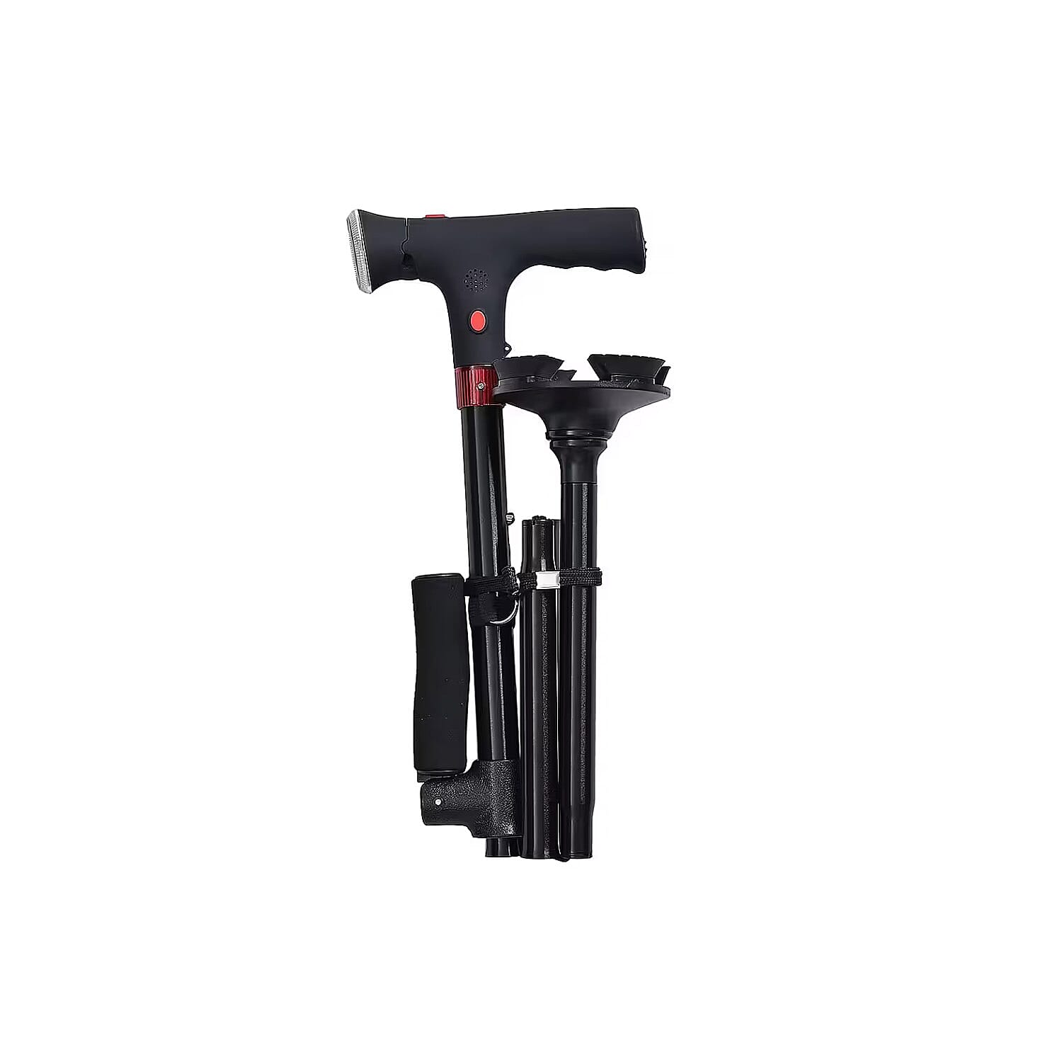 Soulsmart Black 2 Handles Foldable Smart Easy Up Cane with LED Light (2xAAA Batteries Not Included)