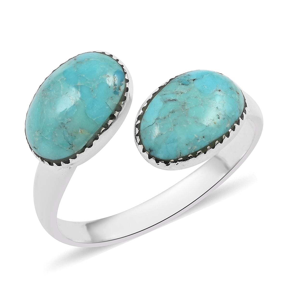 Santa Fe Style Kingman Turquoise Ring in Sterling Silver 2.00 ctw