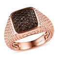 Natural Champagne Diamond Men's Ring in Vermeil Rose Gold Over Sterling Silver 1.00 ctw - Sticky add to cart bar