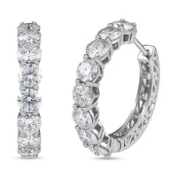 D'Joy White Moissanite (Rnd 5mm) Earrings in Rhodium Over Sterling Silver 7.60 ctw