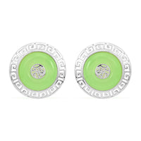 Jade Circle Earrings in Sterling Silver 12.00 ctw