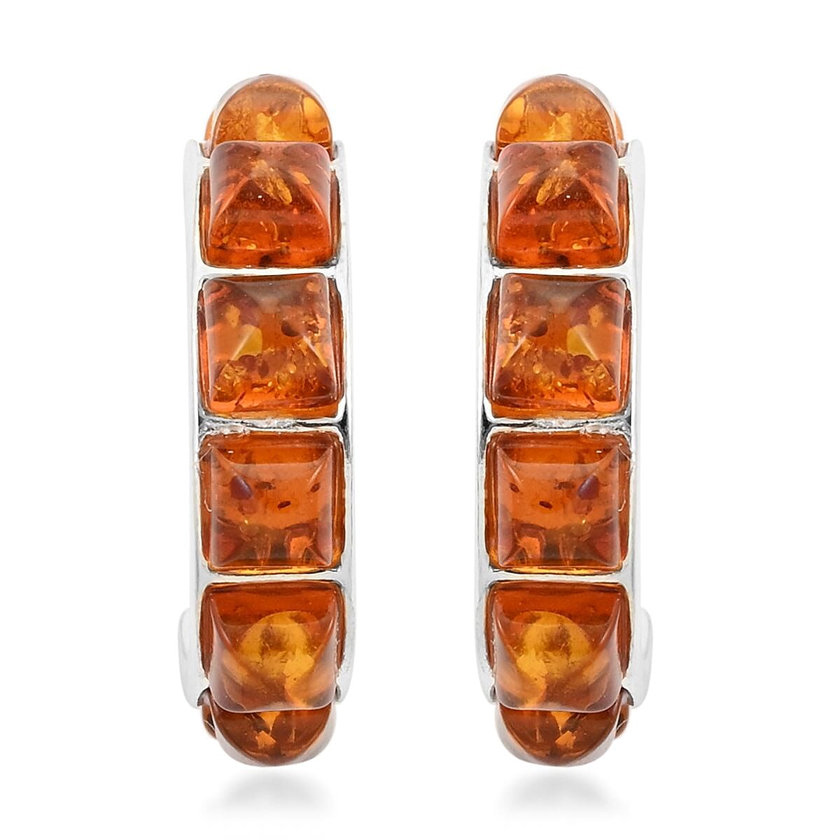 Baltic Amber Hoop Earrings in Sterling Silver