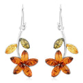 Multi Colored Amber Flower Earrings in Sterling Silver - Sticky add to cart bar
