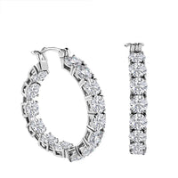 Moissanite (Rnd 5mm) Inside Out Hoop Earrings in Platinum Over Sterling Silver 11.85 ctw