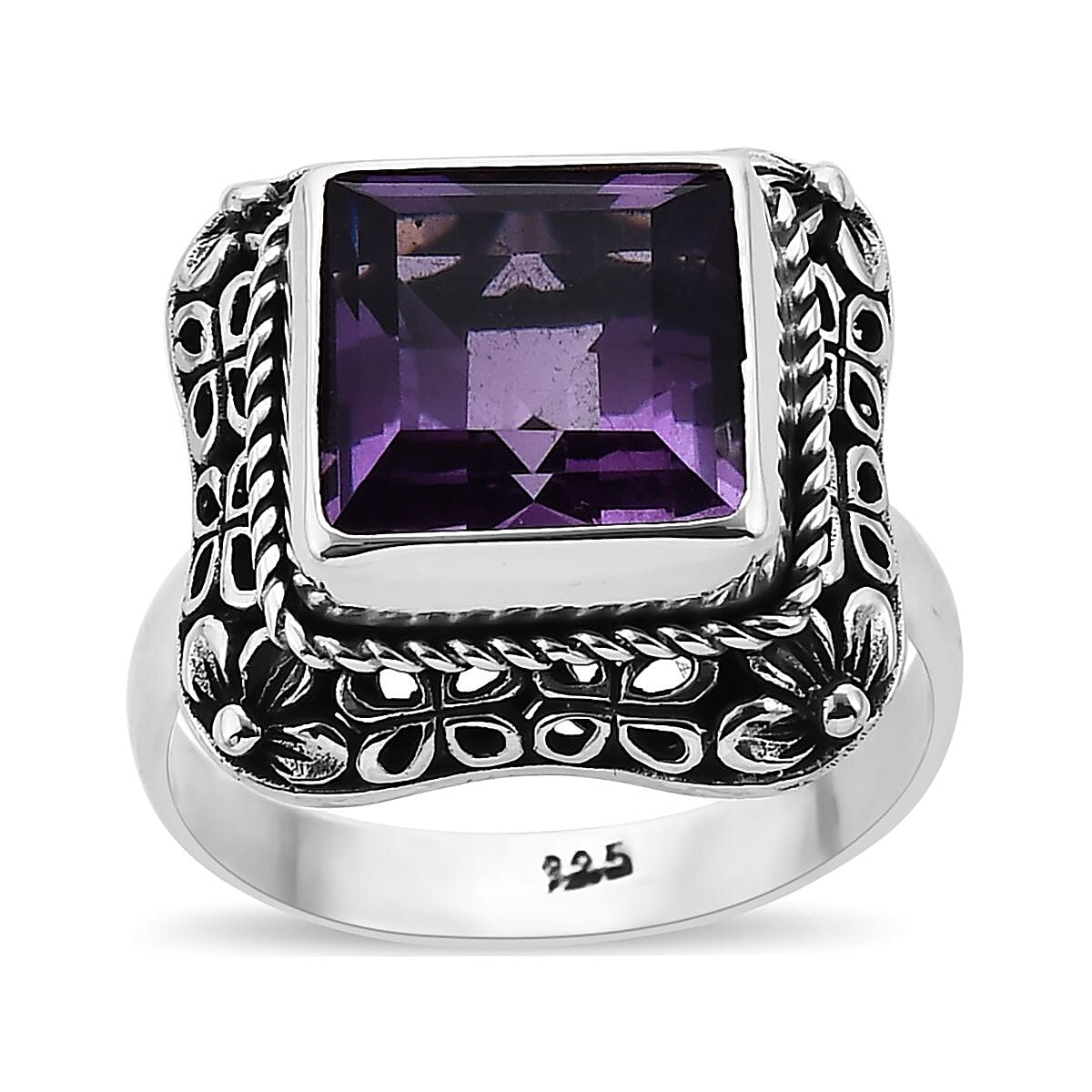 Bali Legacy Rose De France Amethyst Ring in Sterling Silver 5.10 ctw