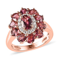 Premium Morro Redondo Pink Tourmaline and Moissanite Floral Ring in Vermeil Rose Gold Over Sterling Silver 2.25 ctw
