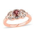 Premium Morro Redondo Pink Tourmaline and White Zircon Halo Ring in Vermeil Rose Gold Over Sterling Silver 0.50 ctw - Sticky add to cart bar