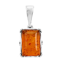 Baltic Amber Solitaire Pendant in Sterling Silver
