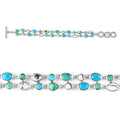 Artisan Crafted White Buffalo and Sonoran Gold and Blue Ridge Turquoise Bracelet in Platinum Over Sterling Silver (6.50-8.0In) 22.40 ctw - Sticky add to cart bar