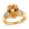 Premium Brazilian Heliodor and Moissanite, Natural Yellow Diamond Ring in Vermeil Yellow Gold Over Sterling Silver 3.10 ctw - Sticky add to cart bar