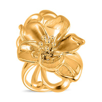 24K Yellow Gold Electroform Peony Floral Ring 2.75 Grams (Del. in 10-12 Days)