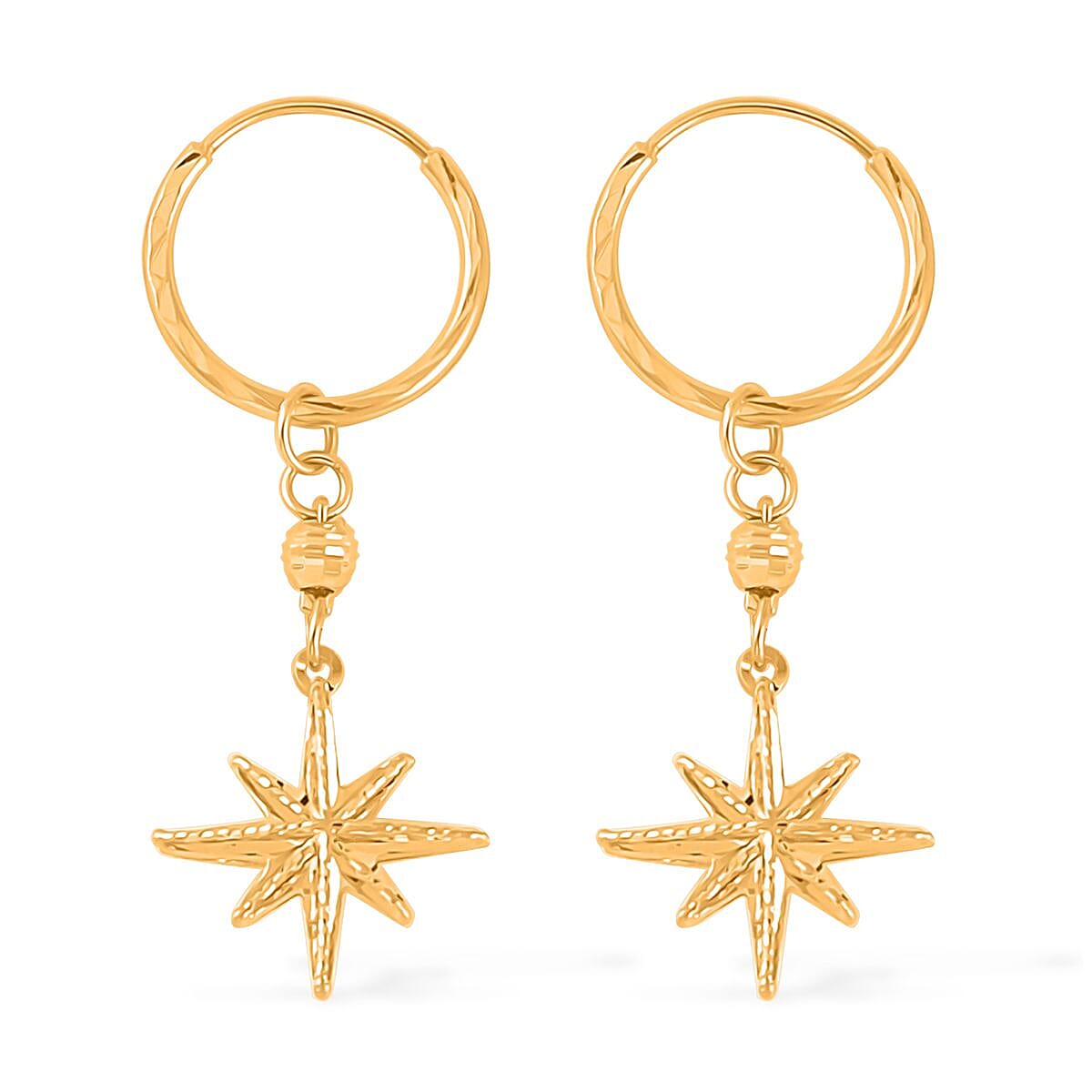 24K Yellow Gold Electroform Dangle Earrings 2.50 Grams