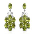 Premium Peridot Floral Dangle Earrings in Platinum Over Sterling Silver 12.50 ctw - Sticky add to cart bar