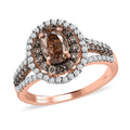 Luxoro 14K Rose Gold Natural Champagne and White Diamond (I1-I2) Double Halo Ring (Size 10.0) 2.00 ctw - Sticky add to cart bar