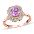 One Of A Kind Certified & Appraised Iliana 18K Rose Gold Madagascar Pink Sapphire and SI Diamond Double Halo Ring (Size 7.0) 1.80 ctw - Sticky add to cart bar