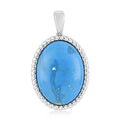 Simulated Turquoise Solitaire Pendant in Sterling Silver 7.75 Grams - Sticky add to cart bar